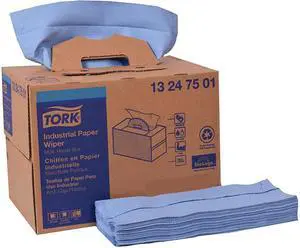 Tork 13247501 Industrial Paper Wiper, 4-Ply, 12.8" x 16.5", Blue, 180 / Carton