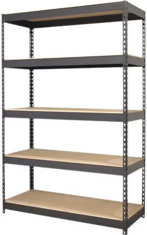 Lorell 60624 Riveted Steel Shelving - 72" H x 48" W  x 24" D - Recycled - Black - Steel - 1 Each