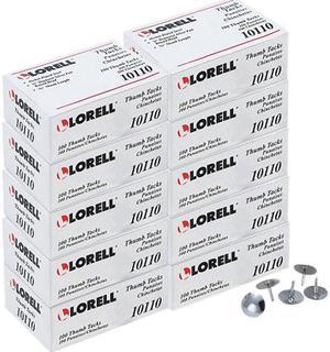 Lorell 10110BX Steel Thumb Tacks - 0.31" Shank - 0.38" Head - for Schedule, Wall - 1000 / Box - Silver