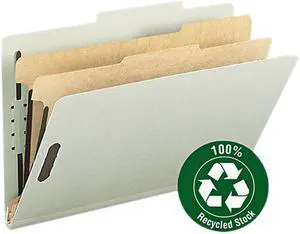 Smead 19022 Gray/Green 100% Recycled Pressboard Colored Classification Folders - 8.50" Wx 14" L Sheet Size - 2 Dividers - 10 / Box, 1 Box