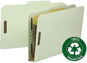 Smead 18722 Gray/Green 100% Recycled Pressboard Colored Classification Folder - 8.50" Width x 14" Length Sheet Size - 1 Dividers - 10 / Box, 1 Box