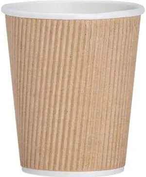 Genuine Joe 11255CT Ripple Hot Cups, Brown, 8 Fl. Oz. - 500/Carton