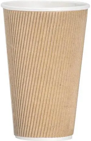 Genuine Joe 11257PK Ripple Hot Cups, Brown, 16 Fl. Oz.  - 25/Carton