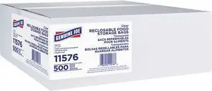 Genuine Joe 11576CT Food Storage Bags, 1.75 mil (44 Micron) Thickness - Clear - 4000 / Carton - Food, Beef, Poultry, Vegetables, Seafood