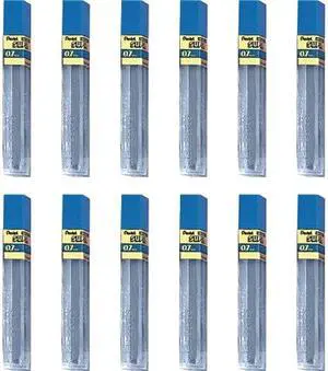 Pentel 502HBX Super Hi-Polymer Leads, 0.7mm, 2H, Black, 144/Pack
