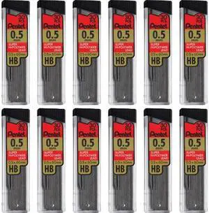 Pentel C25HBBX Super Hi-Polymer Leads, 0.5mm, HB, Black, 360/Pack