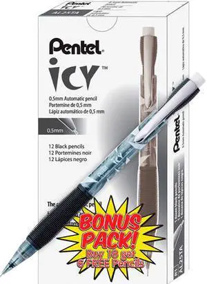 Pentel AL25TASW-SPR Icy Mechanical Pencil, 0.5mm, HB (#2.5), Black Lead, Transparent Smoke Barrel, 24/Pack