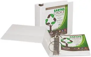 Samsill 18907 Earth's Choice Biodegradable Round Ring View Binder, 5" Capacity, White
