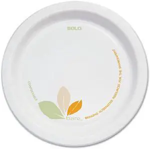 SOLO Cup Company OFMP6-J7234 Bare Paper Dinnerware, 6" Plate, Green/Tan, 500/Carton