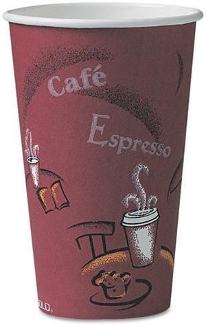 SOLO Cup Company OF16BI-0041 Bistro Design Hot Drink Cups, Paper, 16 oz., Maroon, 300/Carton