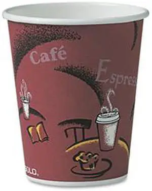SOLO Cup Company OF10BI-0041 Bistro Design Hot Drink Cups, Paper, 10 oz., Maroon, 300/Carton