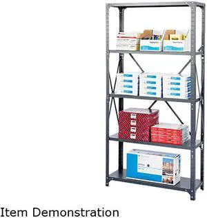 Safco 6269 Commercial Steel Shelving Unit, 6 Shelves, 36w x 18d x 75h, Dark Gray