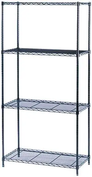 Safco 5276BL Commercial Wire Shelving, 4 Shelves, 36w x 18d x 72h, Black