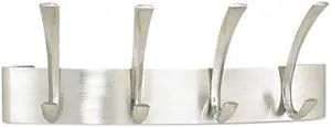 Safco 4205SL Metal Coat Racks, Silver, Steel, Wall Rack, Four Hooks