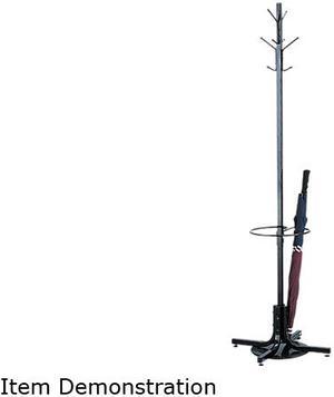 Safco 4168BL Costumer w/Umbrella Holder, Four Ball-Tipped Double-Hooks, Metal, Black