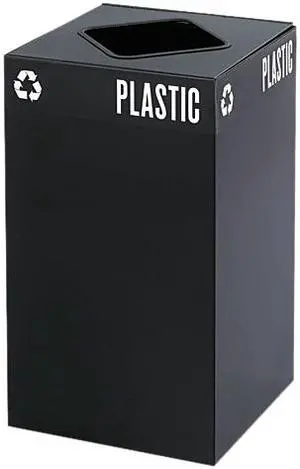 Safco 2981BL Public Square Recycling Container, Square, Steel, 25 gal, Black