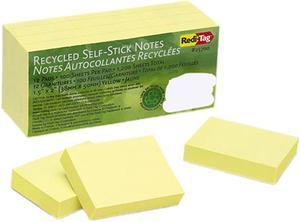 Redi-Tag 25700 100% Recycled Notes, 1 1/2 x 2, Yellow, 12 100-Sheet Pads/Pack
