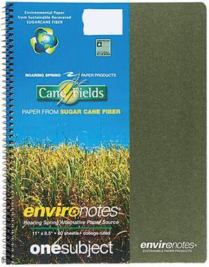 Roaring Spring 13361 Environotes Sugarcane Notebook, 8 1/2 x 11, 1 Subj, 80 Sheets, College, Assorted