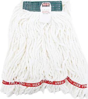 Rubbermaid Commercial A21206WHI Web Foot Shrinkless Looped-End Wet Mop Head, Cotton/Synthetic, Medium, White