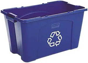 Rubbermaid Commercial 571873BE Stacking Recycle Bin, Rectangular, Polyethylene, 18 gal, Blue