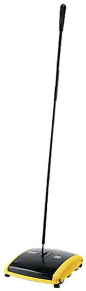 Rubbermaid Commercial 421388BLA Dual Action Sweeper, Boar/Nylon Bristles, 42" Steel/Plastic Handle, Black/Yellow