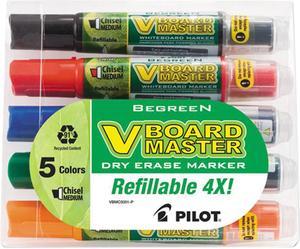 Pilot 43917 BeGreen Dry Erase Marker, Assorted, Chisel, 5 per Pack