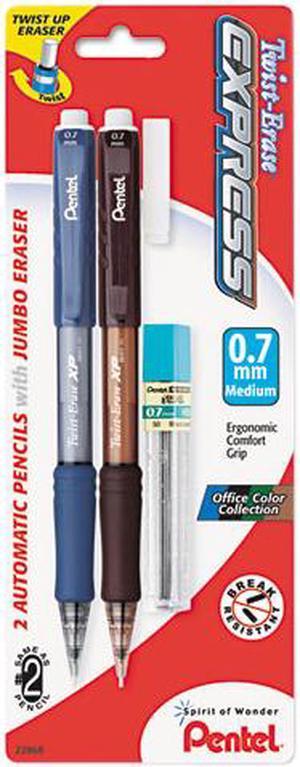Pentel QE417LEBP2 Twist-Erase EXPRESS Mechanical Pencil, 0.7 mm, 2 per Set