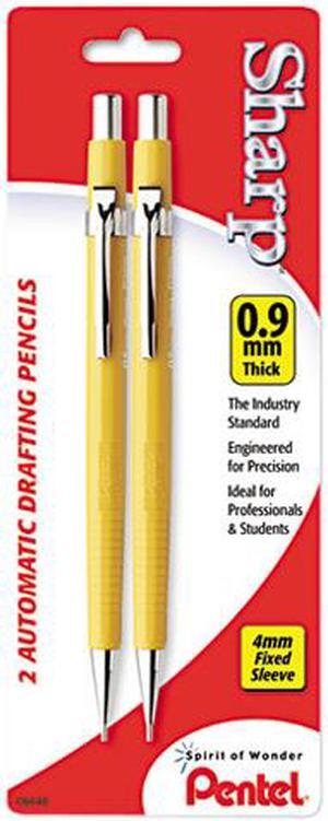 Pentel P209BP2-K6 Sharp Automatic Pencil, 0.90 mm, Yellow Barrel, 2/Pack