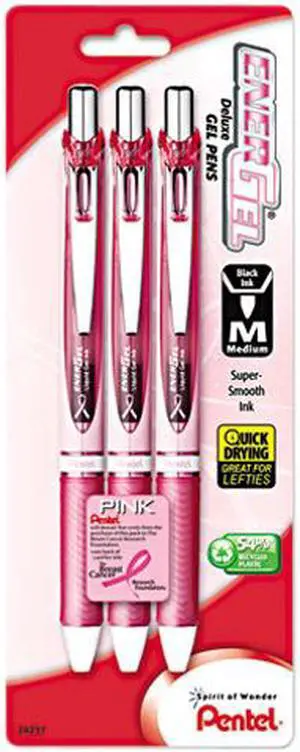 Pentel BL77PBP3A-BC EnerGel Delux RTX Roller Ball Retractable Gel Pen, Black Ink, Medium, 3 per Pack