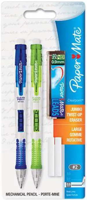 Paper Mate 1759214 Clear Point Mechanical Pencil, 0.9 mm, 2 per Set