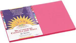 SunWorks 9107 Construction Paper, 58 lbs., 12 x 18, Hot Pink, 50 Sheets/Pack