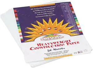 SunWorks 8703 Construction Paper, 58 lbs., 9 x 12, Bright White, 50 Sheets/Pack