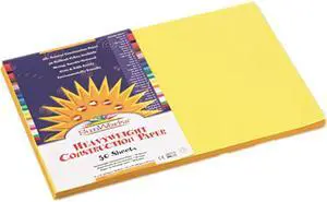 SunWorks 8407 Construction Paper, 58 lbs., 12 x 18, Yellow, 50 Sheets/Pack