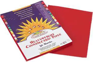 SunWorks 6103 Construction Paper, 58 lbs., 9 x 12, Red, 50 Sheets/Pack