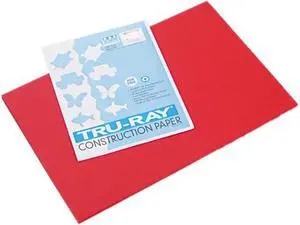 Pacon 103432 Tru-Ray Construction Paper, 76 lbs., 12 x 18, Festive Red, 50 Sheets/Pack