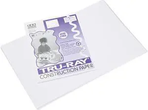 Pacon 103058 Tru-Ray Construction Paper, 76 lbs., 12 x 18, White, 50 Sheets/Pack
