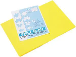 Pacon 103036 Tru-Ray Construction Paper, 76 lbs., 12 x 18, Yellow, 50 Sheets/Pack