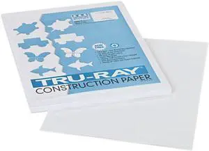 Pacon 103026 Tru-Ray Construction Paper, 76 lbs., 9 x 12, White, 50 Sheets/Pack