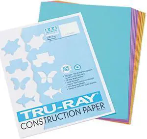Pacon 102940 Tru-Ray Construction Paper, 76 lbs., 9 x 12, Assorted, 50 Sheets/Pack