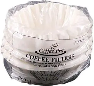 Coffee Pro CPF200 Basket Filters for Drip Coffeemakers, 10 to 12 Cups, White, 200 Filters/Pack