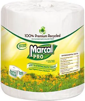 MarcalPro 3001 100% Premium Recycled Bathroom Tissue, 48 Rolls/Carton