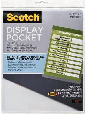 Scotch WL854C Display Pocket, Removable Interlocking Fasteners, Plastic, 8-1/2 x 11, Clear