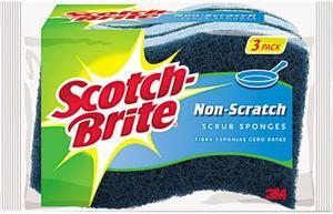 Scotch-Brite MP-3 No Scratch Multi-Purpose Scrub Sponge, 4 2/5 x 2 3/5", Blue, 3/Pack