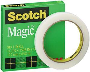 Scotch 810-12-2592 Magic Office Tape, 1/2" x 72 yards, 3" Core, Clear