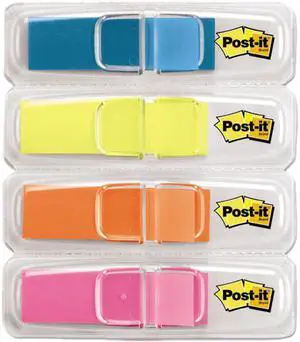 Post-it Flags 683-4ABX Highlighting Flags, Bright Colors, 1/2" x 1 3/4", 35/Color, 4 Dispensers/Pack