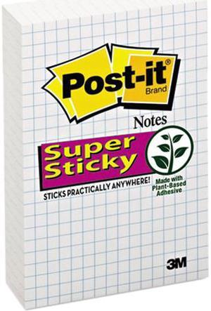 Post-it Notes Super Sticky 660-SSGRID Grid Notes, 4 x 6, White with Blue Grid, 6 50-Sheet Pads/Pack