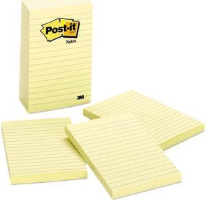Post-it Notes 660-5PK Bonus Pack, 4 x 6, Lined, Canary Yellow, 5 100-Sheet Pads/Pack