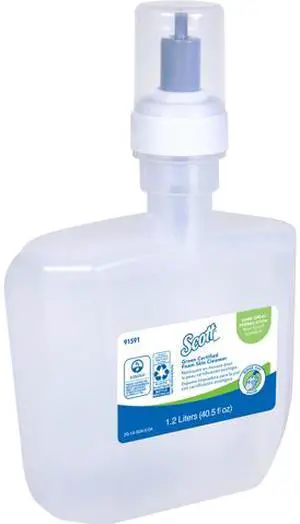 Scott Essential (formerly Kleenex) Green Certified Foaming Hand Soap (91591), Unscented, Clear, 1.2 L, 2 Packages / Case - Same Kleenex quality, now Scott branded