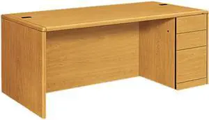 HON 10700 Single Pedestal Desk, Full-Right Pedestal, 72w x 36d x 29-1/2h, Harvest