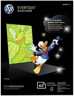 Hewlett-Packard CH097A Everyday Photo Paper, Glossy, 5 x7, 50 Sheets/Pack
